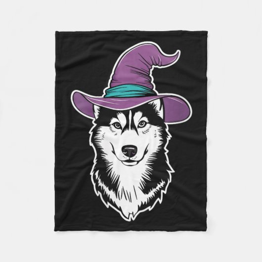 Dames Husky Heksen Hond Halloween 1 Fleece Deken (Voorkant)
