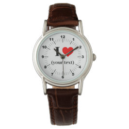 Dames I Heart Classic Bruin Lederen Strap Horloge
