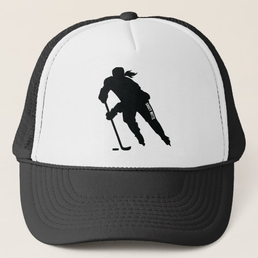 Dames Ijshockeyspeler Silhouette Trucker Hoed Pet (Voorkant)