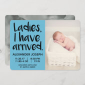 Dames, ik ben aangekomen mannelijke geboorte aanko aankondiging (Voorkant / Achterkant)