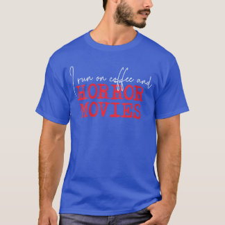 Dames Ik ren op koffie en horrorfilms VNeck jongen T-shirt