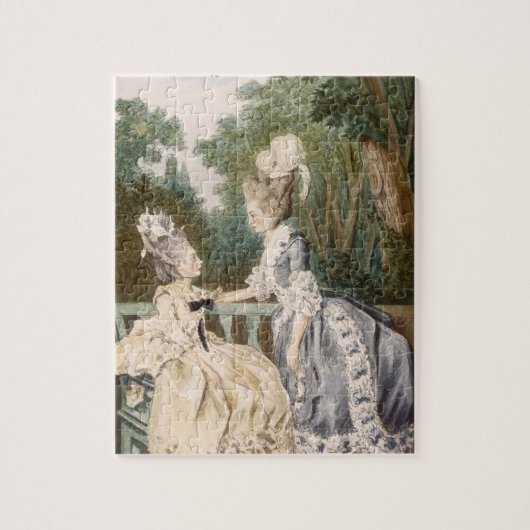 Dames in de ochtend, 1771 (kleurengraving) legpuzzel (Verticaal)