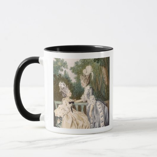 Dames in de ochtend, 1771 (kleurengraving) mok (Links)