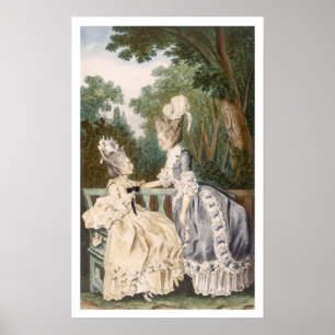 Dames in de ochtend, 1771 (kleurengraving) poster