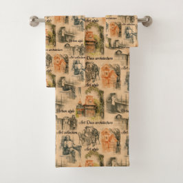  dames in de stad potlood tekening bad handdoek