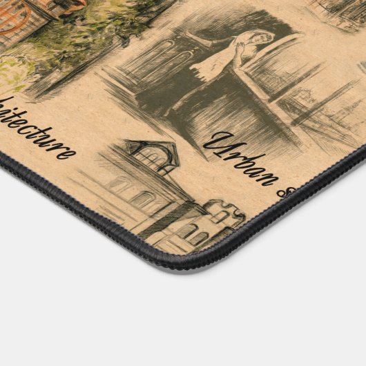  dames in de stad potlood tekening bureaumat (Hoek)