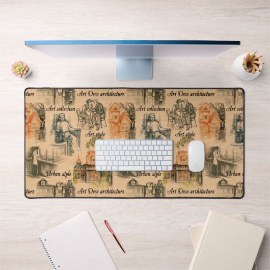 dames in de stad potlood tekening bureaumat (Kantoor 1)