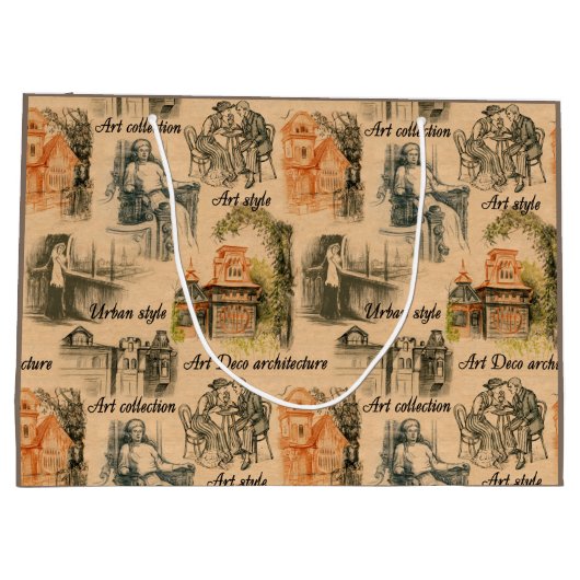 dames in de stad potlood tekening groot cadeauzakje (Achterkant)