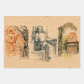  dames in de stad potlood tekening inpakpapier vel (Voorkant)