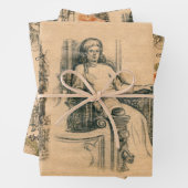  dames in de stad potlood tekening inpakpapier vel (In situ)