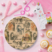 dames in de stad potlood tekening papieren bordje (Feest)