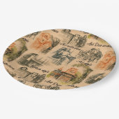 dames in de stad potlood tekening papieren bordje (Gekanteld)