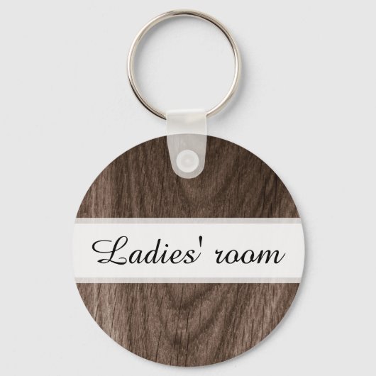 Dames in de wc, sleutelhanger, bruin hout sleutelhanger (Voorkant)