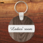 Dames in de wc, sleutelhanger, bruin hout sleutelhanger (Voorkant)