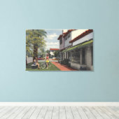 Dames in de zomer Draag op de Plaza Canvas Afdruk (Insitu (Houten vloer))