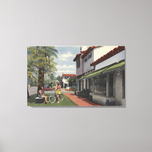 Dames in de zomer Draag op de Plaza Canvas Afdruk (Voorkant)