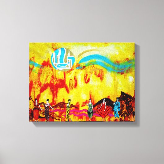 Dames in een surrealistisch landschap canvas afdruk (Voorkant)