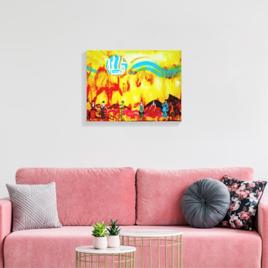 Dames in een surrealistisch landschap canvas afdruk (Insitu (Woonkamer))