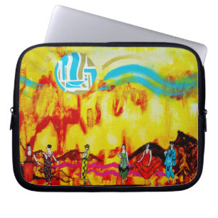 Dames in een surrealistisch landschap laptop sleeve