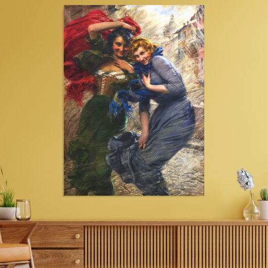  dames in groen rood blauw canvas afdruk (Insitu (Woonkamer))