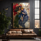  dames in groen rood blauw canvas afdruk