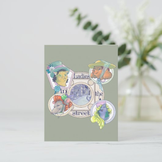 Dames in het Briefkaart op straat (Staand voorkant)