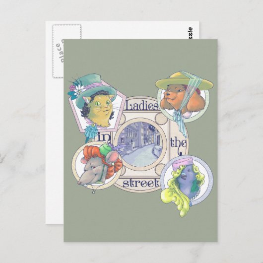 Dames in het Briefkaart op straat (Voorkant / Achterkant)