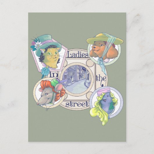 Dames in het Briefkaart op straat (Voorkant)