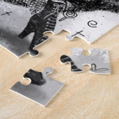 Dames in het gezicht des jurken Puzzle Black, wit  Legpuzzel (Zijkant)