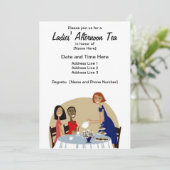 Dames in het middaguur van Tea Custom Invites Kaart (Staand voorkant)