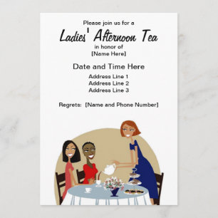 Dames in het middaguur van Tea Custom Invites Kaart
