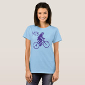 Dames in het paars/wit met een MTB-ontwerp T-shirt (Voorkant volledig)