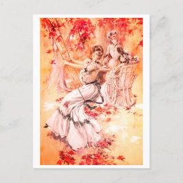 Dames in het park briefkaart