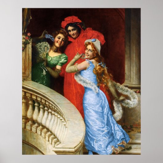 dames in het rood blauw groen bij Masquerade Poster (Voorkant)