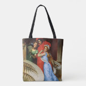  dames in het rood blauw groen bij Masquerade Tote Bag (Achterkant)