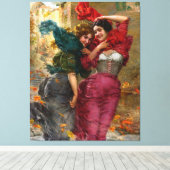  dames in het rood blauw groen canvas afdruk (Insitu (Houten vloer))