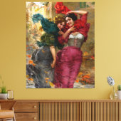  dames in het rood blauw groen canvas afdruk (Insitu (Woonkamer))
