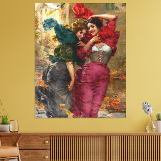  dames in het rood blauw groen canvas afdruk (Insitu (Woonkamer))
