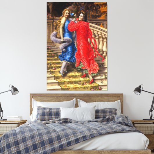  dames in het rood blauw in het theater canvas afdruk (Insitu (Slaapkamer))