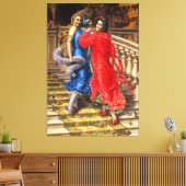  dames in het rood blauw in het theater canvas afdruk (Insitu (Woonkamer))