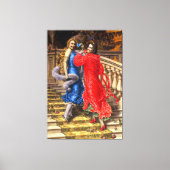  dames in het rood blauw in het theater canvas afdruk (Voorkant)