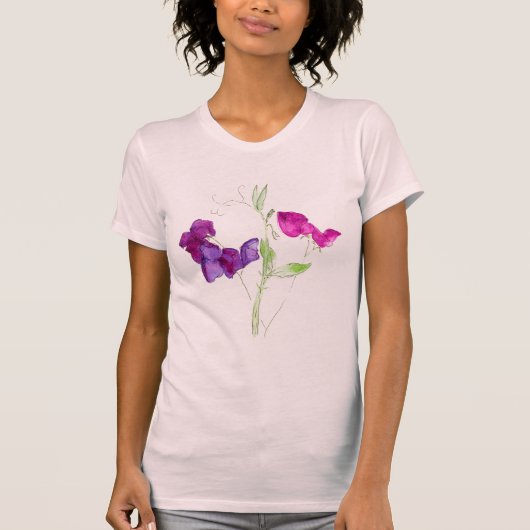 Dames in het Spaghetti bovenaan 'Sweet Peas' T-shirt (Voorkant)