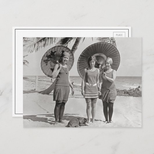 Dames in het strand, 1920 briefkaart (Voorkant / Achterkant)
