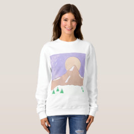 Dames in het Sweatshirt met Snowy Mountain Scene