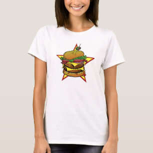 Dames in het T-shirt Cheeseburger