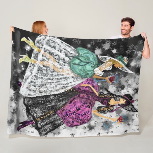 Dames in het zwart en wit, moderne jurken fleece deken (In situ)