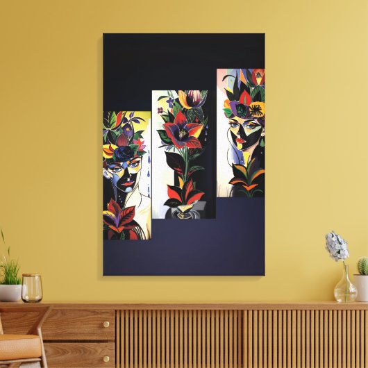 Dames in kleuren canvas afdruk (Insitu (Woonkamer))