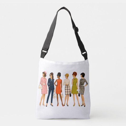 Dames in Modieuze Mode uit de Jaren 60 Crossbody Tas (Voorkant)
