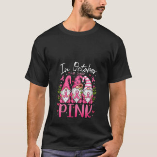 Dames in oktober dragen roze lint kabouters vrouwe t-shirt