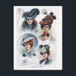 dames in Pet Briefkaart<br><div class="desc">Deze mooie  petten zijn te vinden in het tijdschrift Delineator van november 1901. Ze maakten deel uit van een eigenschap genaamd "Vroege Petten". Dit briefkaart is een prachtige,  unieke manier om je gedachten te delen met een vriend!</div>